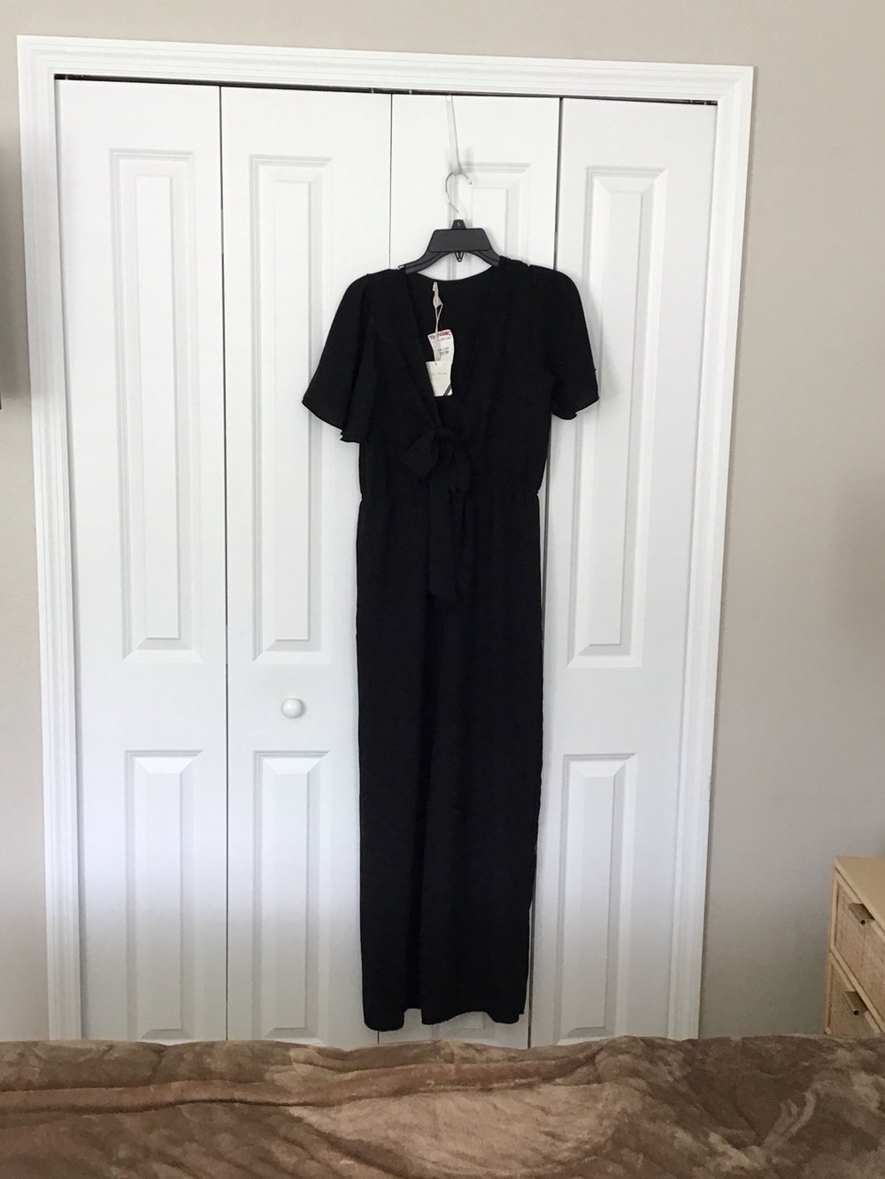 See You Monday Black Tie-Front Jumpsuit